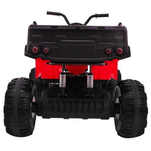 Čtyřkolka XL ATV 2,4 GHz na dětskou baterii Červený dálkový ovladač 4x4 Napájecí kufr Pomalý start EVA Audio LED