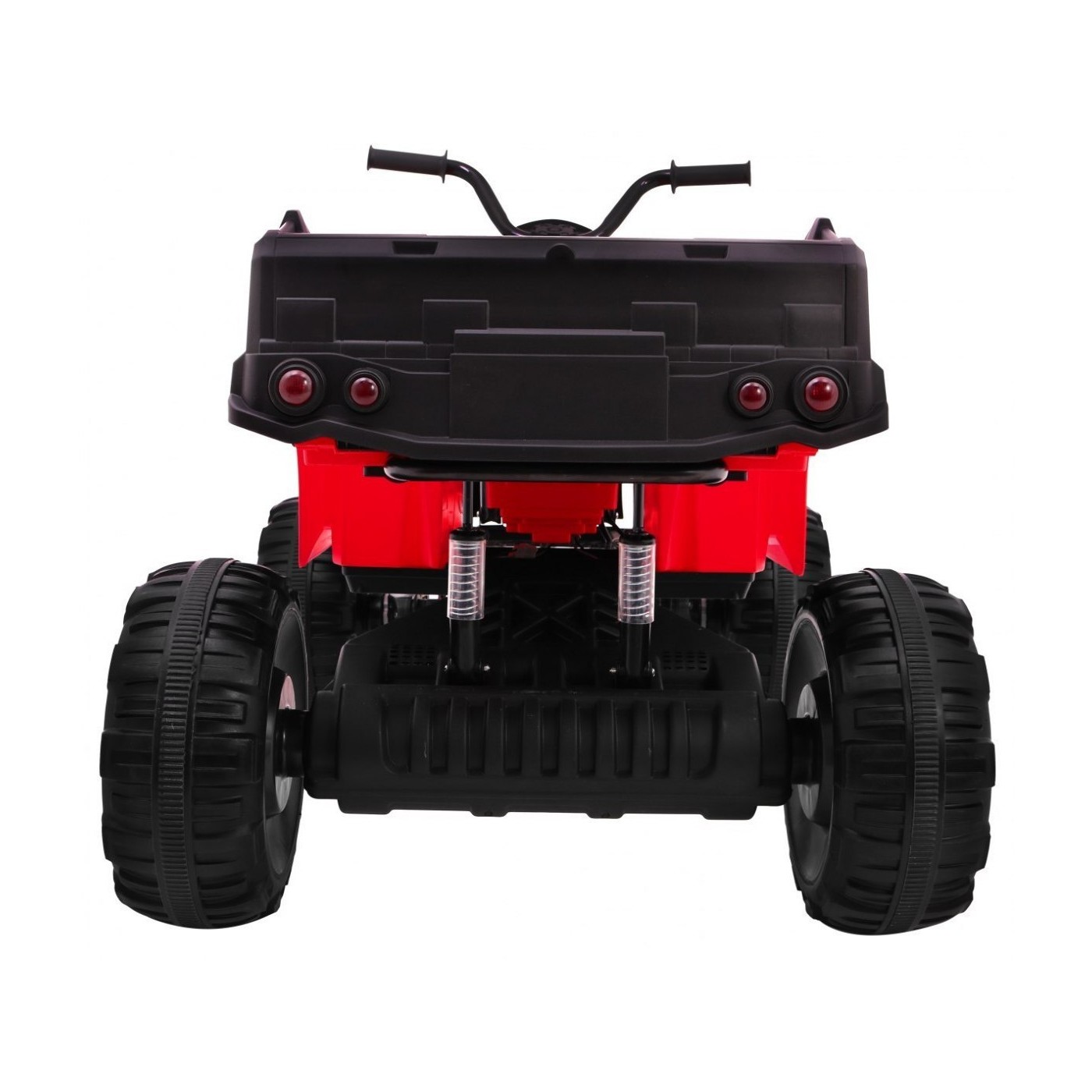 Čtyřkolka XL ATV 2,4 GHz na dětskou baterii Červený dálkový ovladač 4x4 Napájecí kufr Pomalý start EVA Audio LED