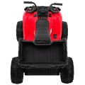 Čtyřkolka XL ATV 2,4 GHz na dětskou baterii Červený dálkový ovladač 4x4 Napájecí kufr Pomalý start EVA Audio LED