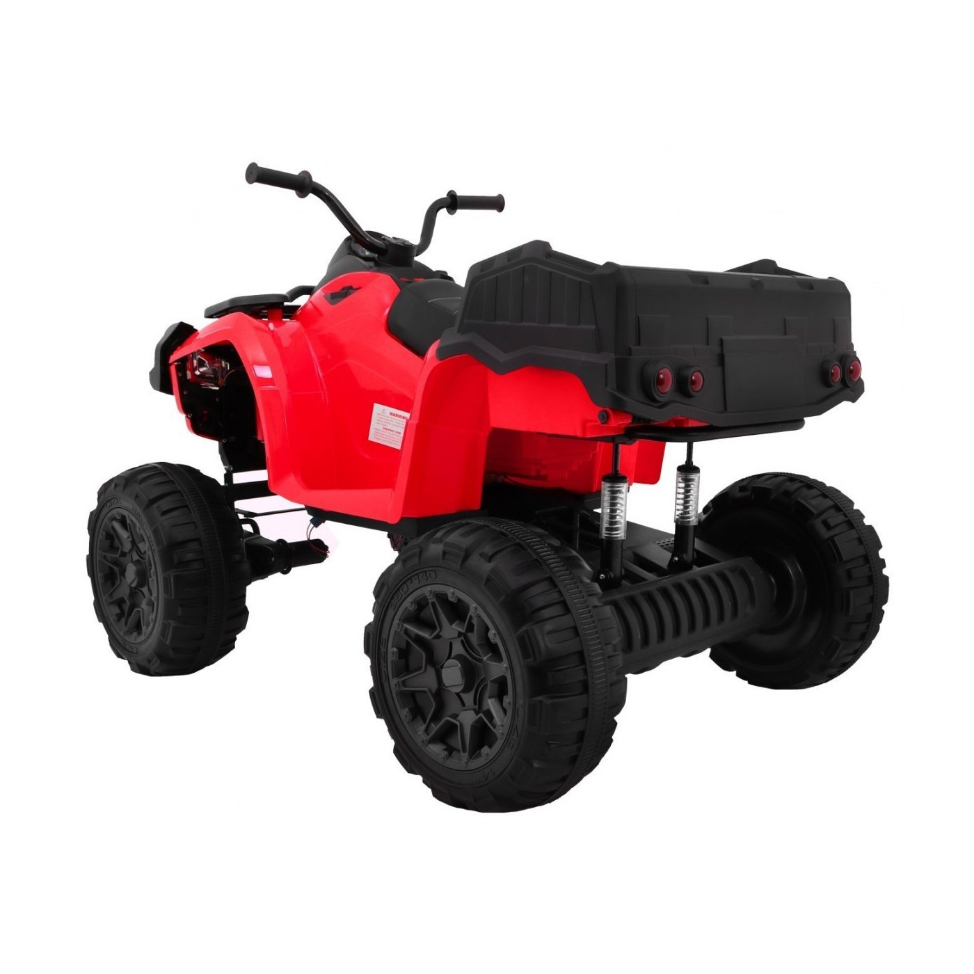 Čtyřkolka XL ATV 2,4 GHz na dětskou baterii Červený dálkový ovladač 4x4 Napájecí kufr Pomalý start EVA Audio LED