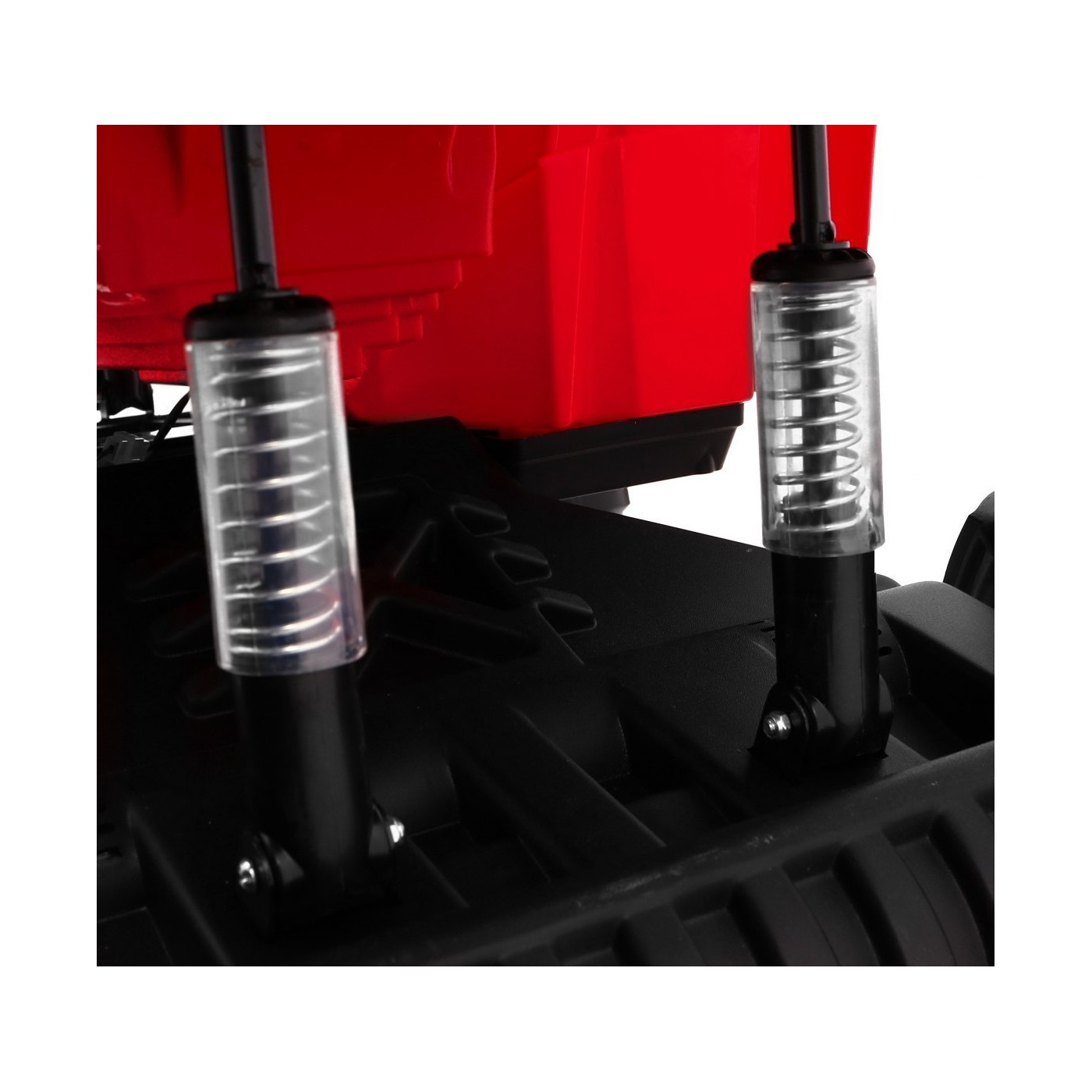 Čtyřkolka XL ATV 2,4 GHz na dětskou baterii Červený dálkový ovladač 4x4 Napájecí kufr Pomalý start EVA Audio LED