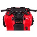 Čtyřkolka XL ATV 2,4 GHz na dětskou baterii Červený dálkový ovladač 4x4 Napájecí kufr Pomalý start EVA Audio LED