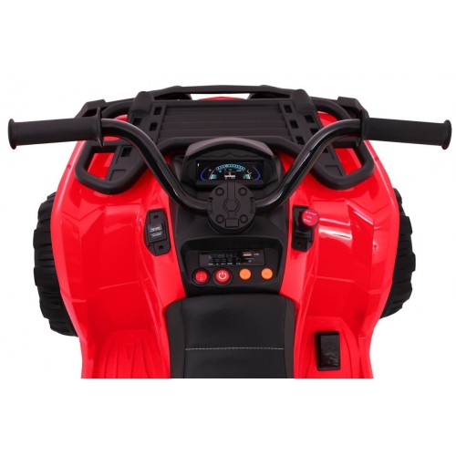 Čtyřkolka XL ATV 2,4 GHz na dětskou baterii Červený dálkový ovladač 4x4 Napájecí kufr Pomalý start EVA Audio LED