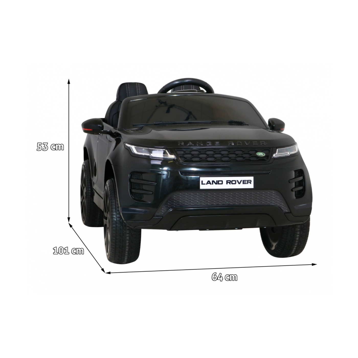 Dětská baterie Range Rover Evoque černá + dálkové ovládání + pomalý start + MP3 LED