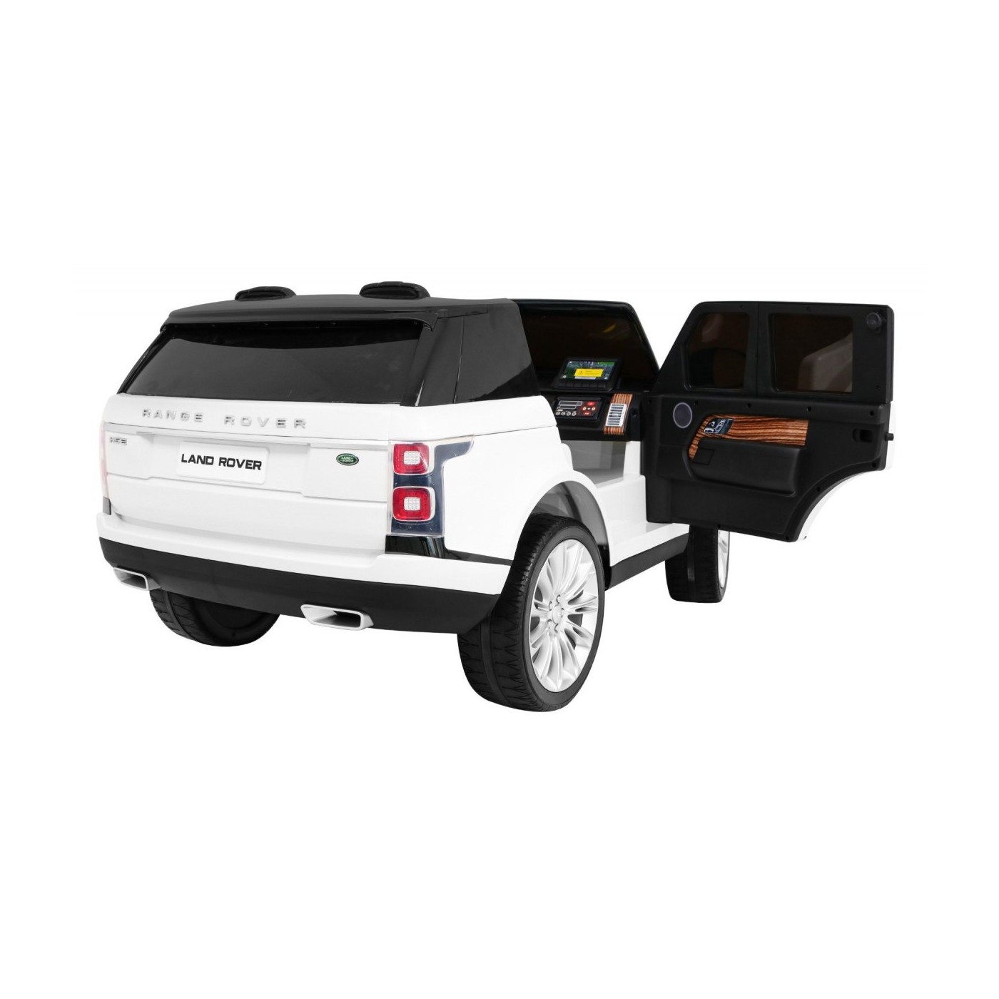 Range Rover HSE 2místné dětské auto bílé + dálkové ovládání + 5bodové pásy + audio panel + LED