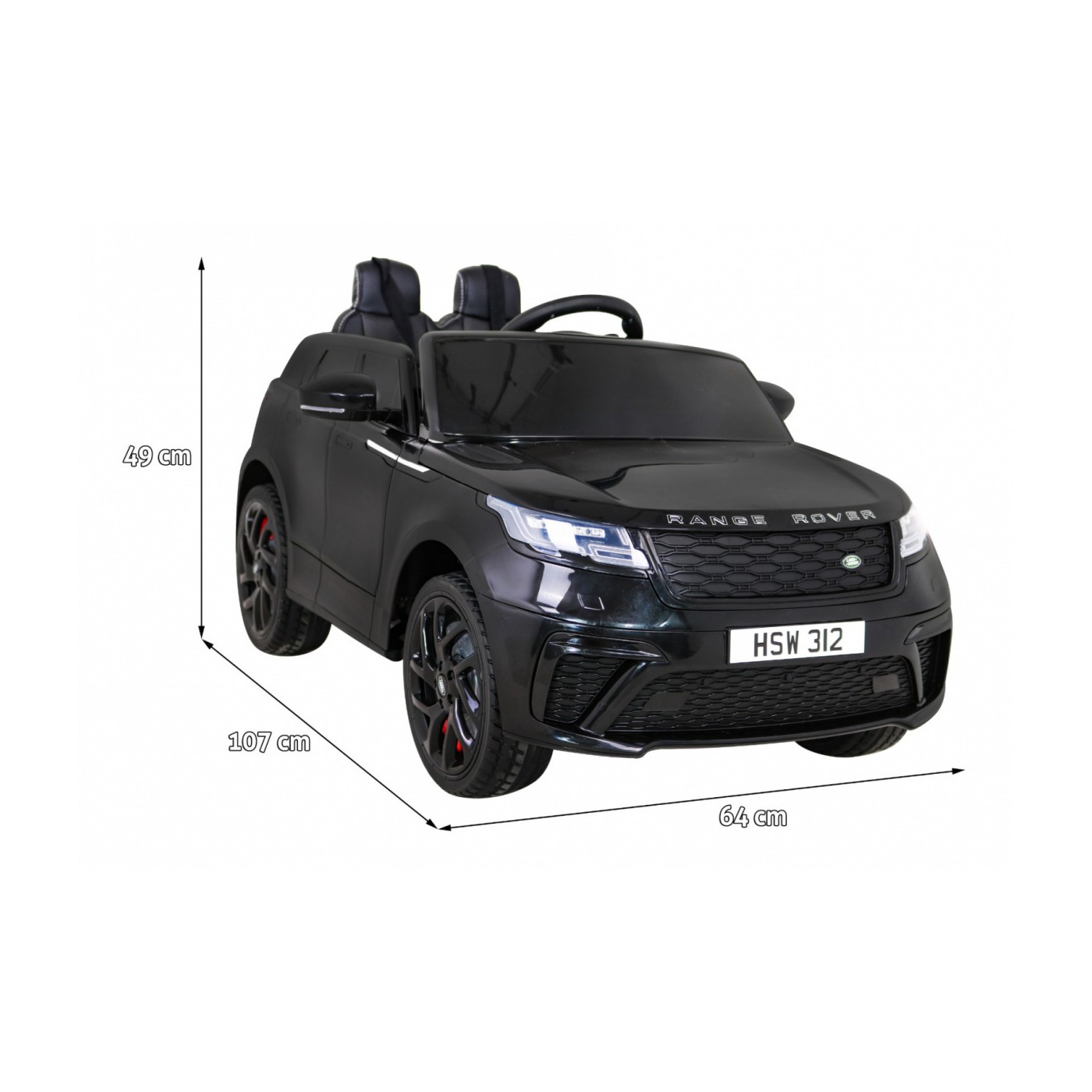 Range Rover Velar Baterie Černý + Dálkové Ovládání + EVA + Pomalý Start + MP3 LED