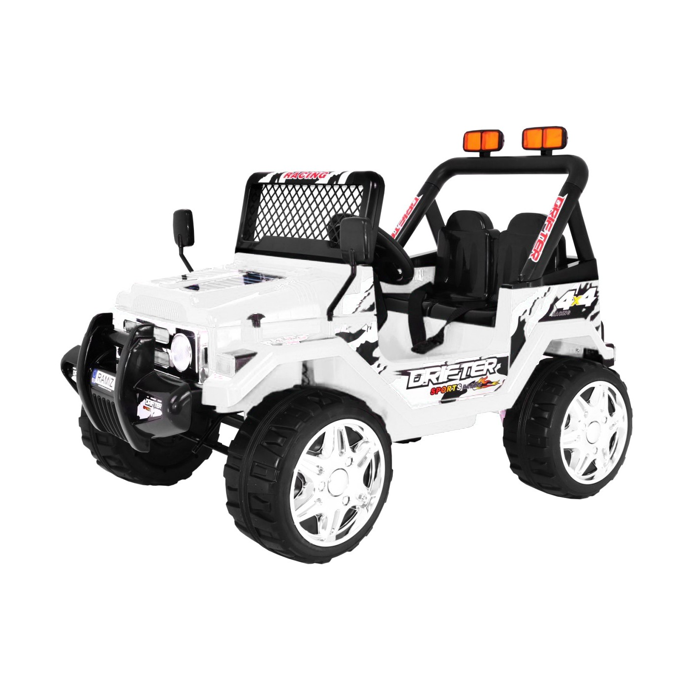 Offroadová dětská baterie Raptor Drifter bílá dálkový pomalý start EVA zvukové světlo