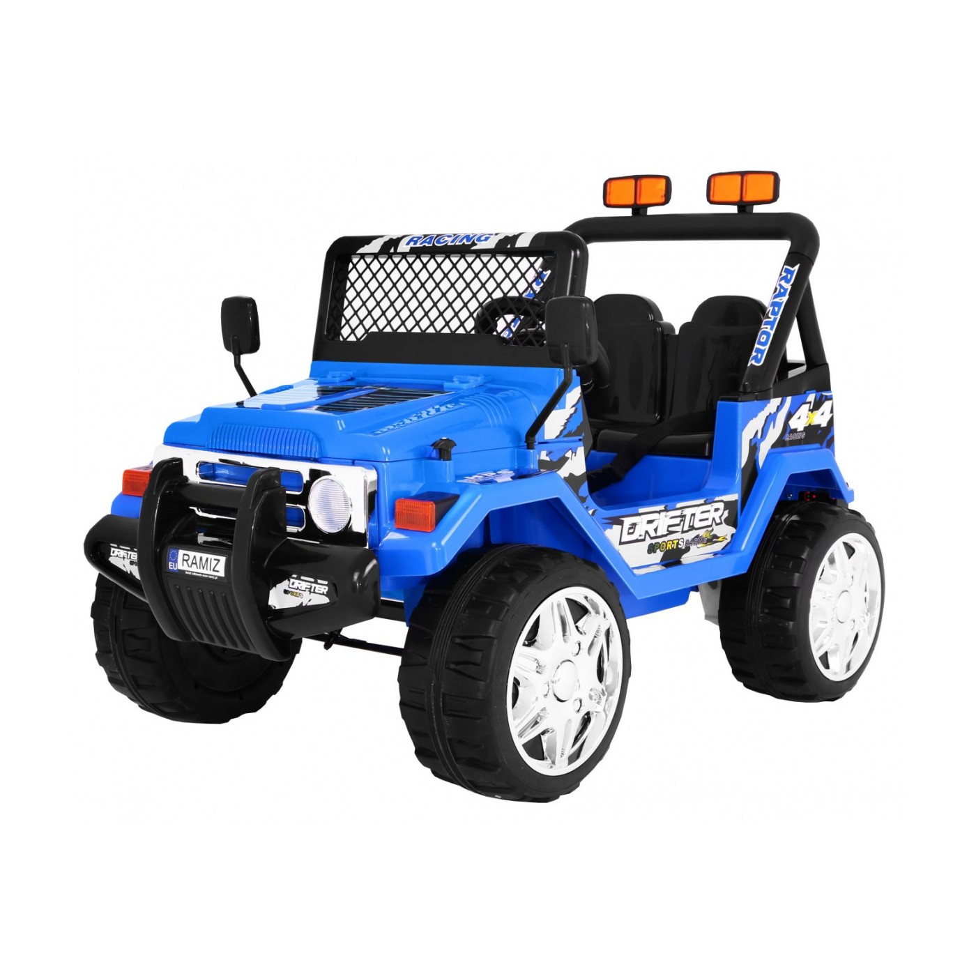 Offroadová dětská baterie Raptor Drifter modrá dálkový pomalý start EVA ozvěny světla