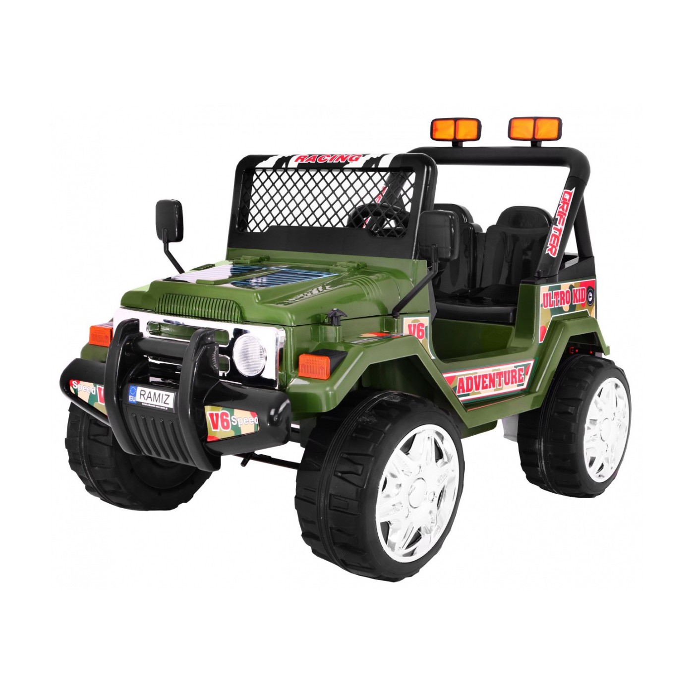Offroadová dětská baterie Raptor Drifter Zelená dálková pomalu startující EVA divoká světla