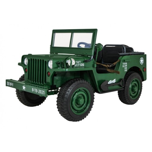 Retro Strong 3 Kids Military auto zelená 4x4 Drive Storage EVA Pomalý start MP3 LED