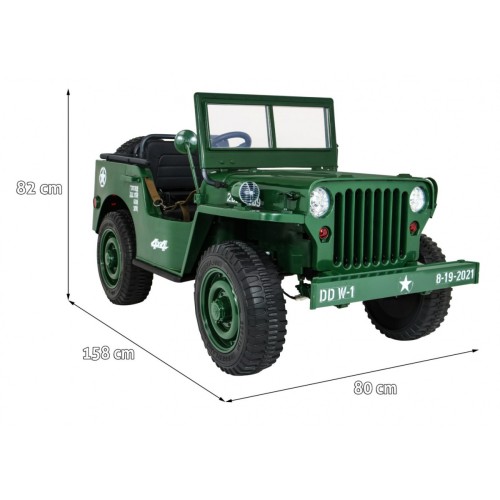 Retro Strong 3 Kids Military auto zelená 4x4 Drive Storage EVA Pomalý start MP3 LED
