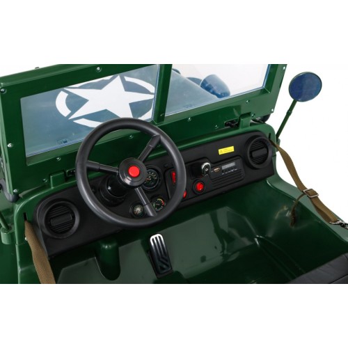 Retro Strong 3 Kids Military auto zelená 4x4 Drive Storage EVA Pomalý start MP3 LED