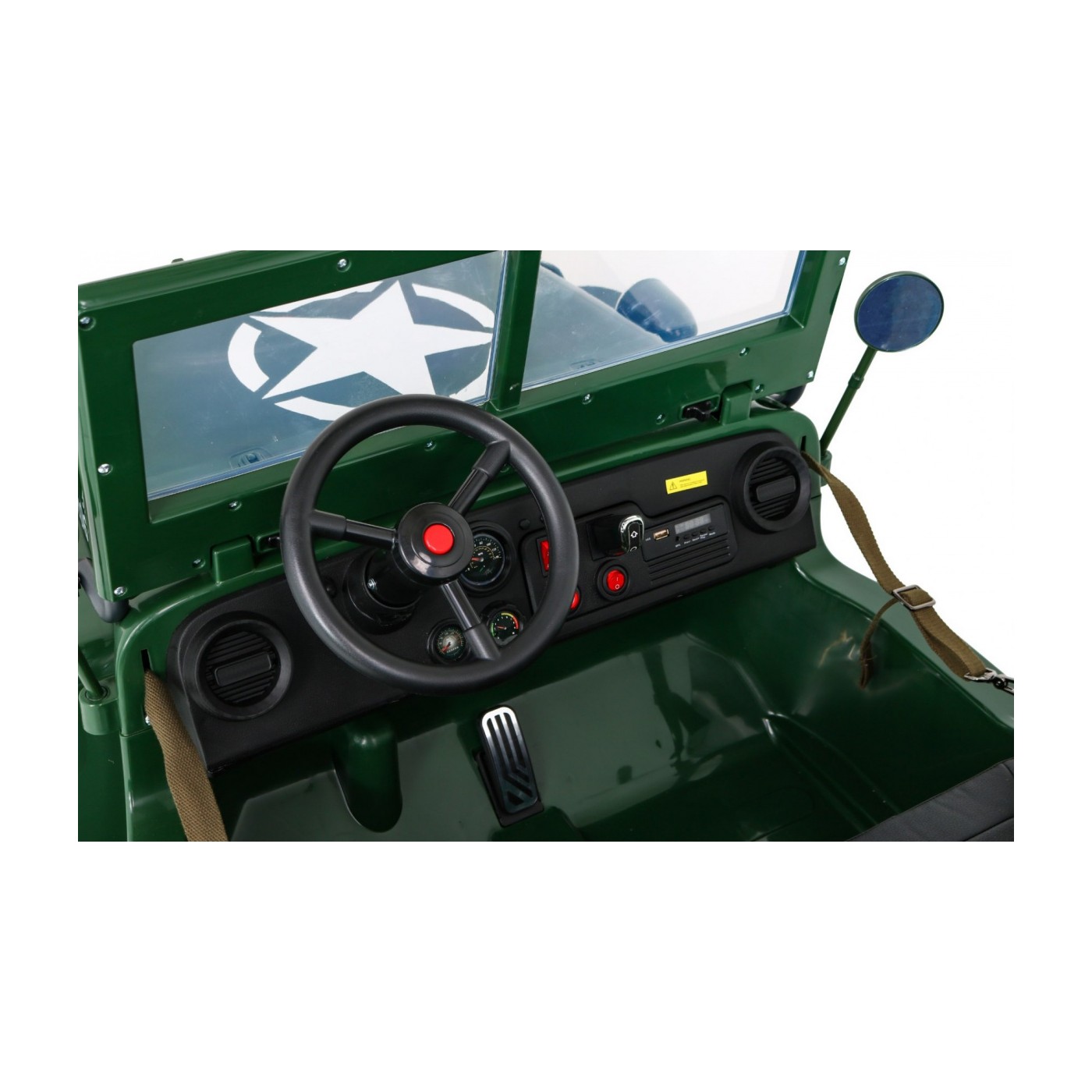 Retro Strong 3 Kids Military auto zelená 4x4 Drive Storage EVA Pomalý start MP3 LED