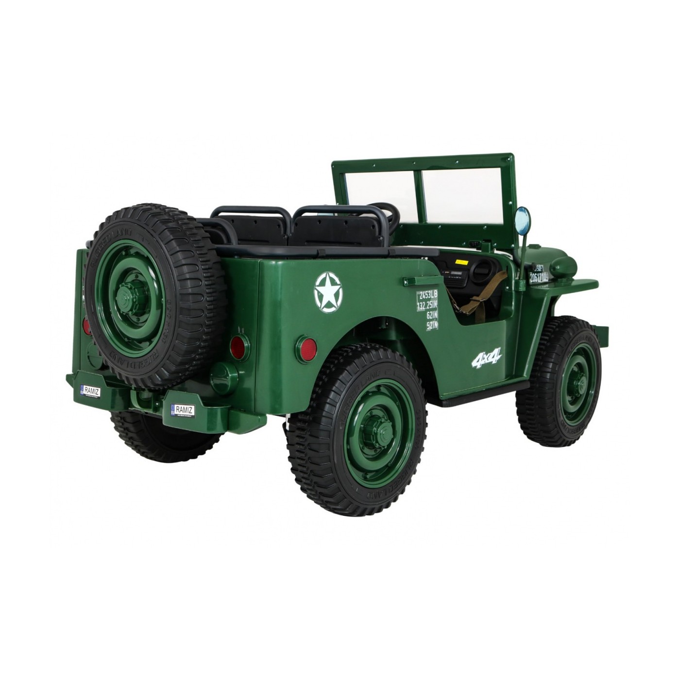 Retro Strong 3 Kids Military auto zelená 4x4 Drive Storage EVA Pomalý start MP3 LED