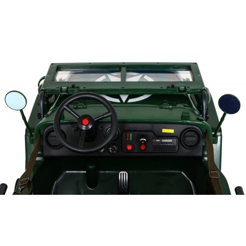 Retro Strong 3 Kids Military auto zelená 4x4 Drive Storage EVA Pomalý start MP3 LED