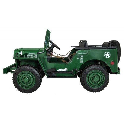 Retro Strong 3 Kids Military auto zelená 4x4 Drive Storage EVA Pomalý start MP3 LED
