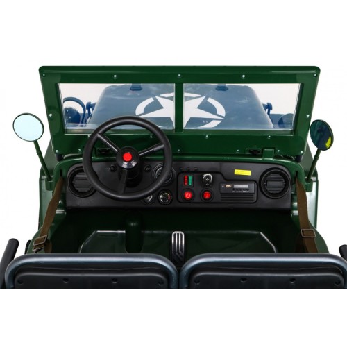 Retro Strong 3 Kids Military auto zelená 4x4 Drive Storage EVA Pomalý start MP3 LED
