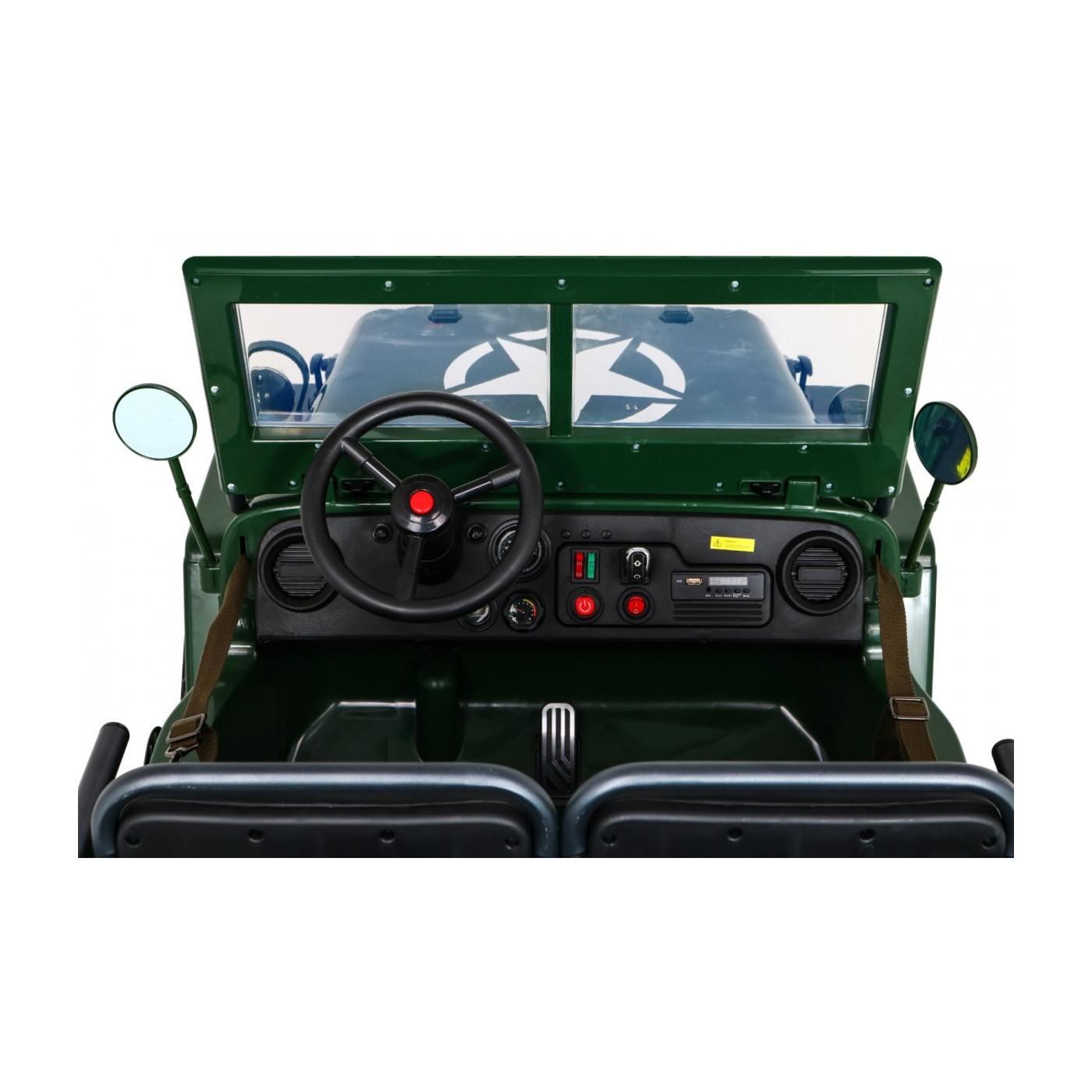 Retro Strong 3 Kids Military auto zelená 4x4 Drive Storage EVA Pomalý start MP3 LED