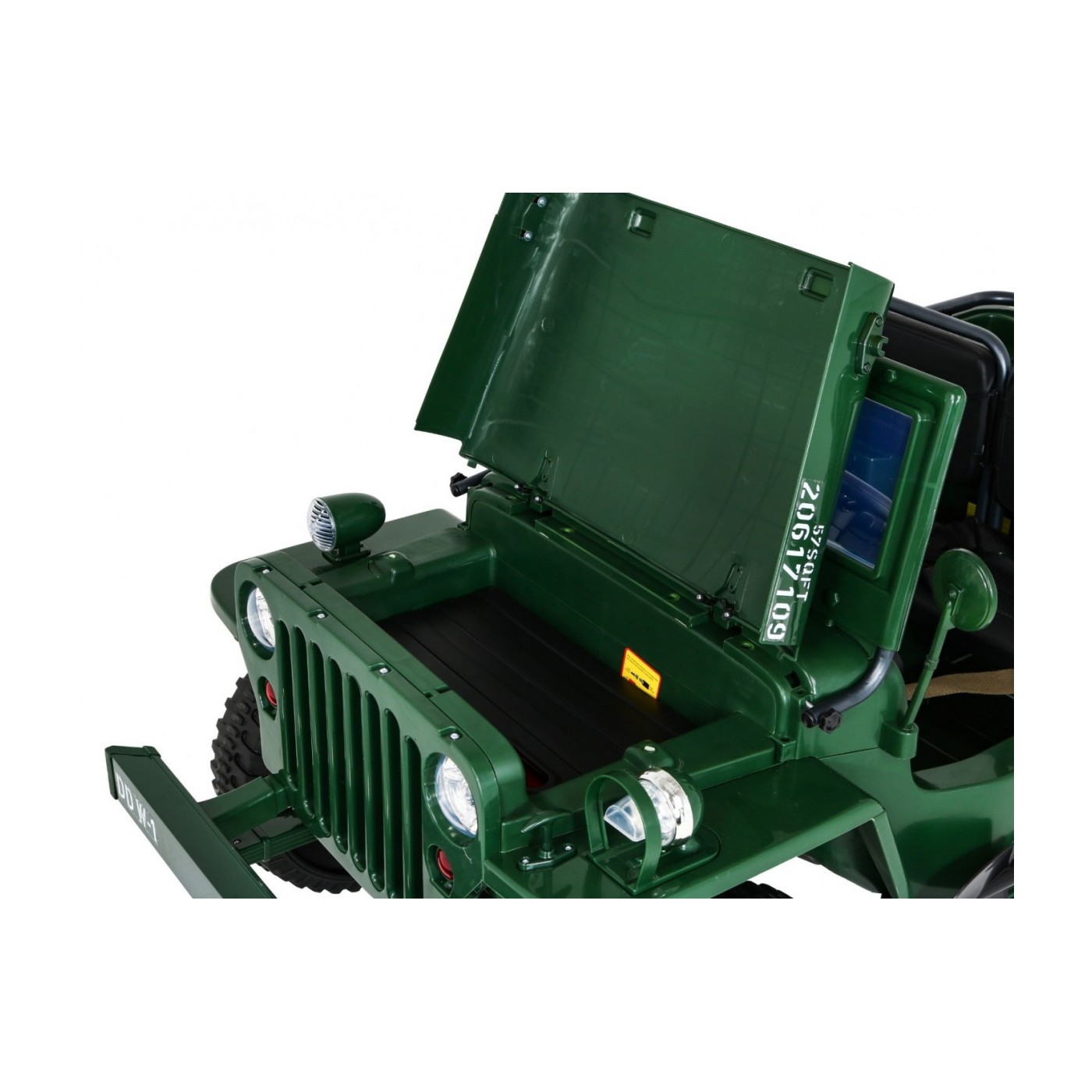 Retro Strong 3 Kids Military auto zelená 4x4 Drive Storage EVA Pomalý start MP3 LED