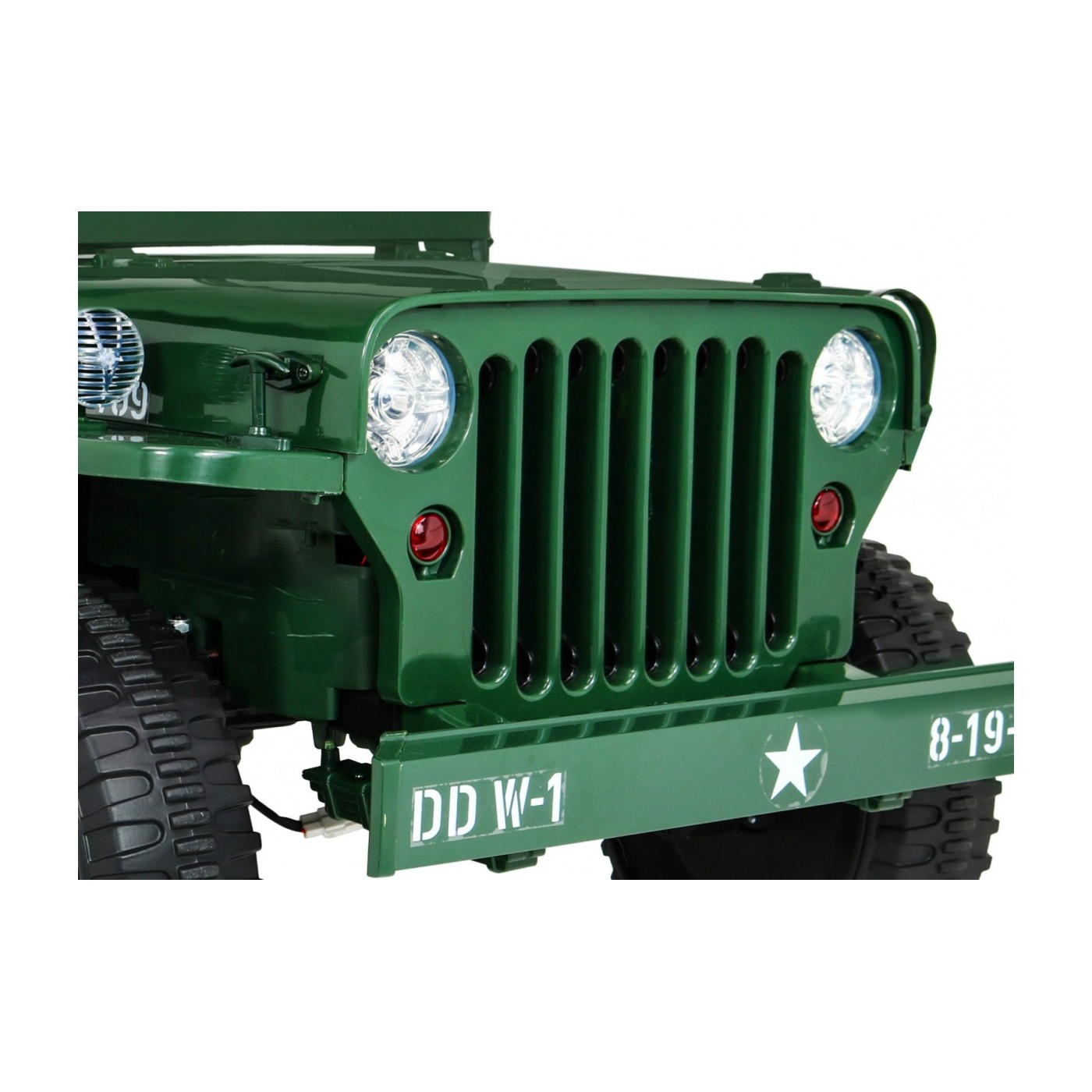 Retro Strong 3 Kids Military auto zelená 4x4 Drive Storage EVA Pomalý start MP3 LED