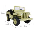 Vojenské auto Retro pro 3 děti Matcha + Naped 4x4 + Úložné boxy + EVA + Pomalý start + MP3 LED