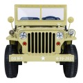 Vojenské auto Retro pro 3 děti Matcha + Naped 4x4 + Úložné boxy + EVA + Pomalý start + MP3 LED