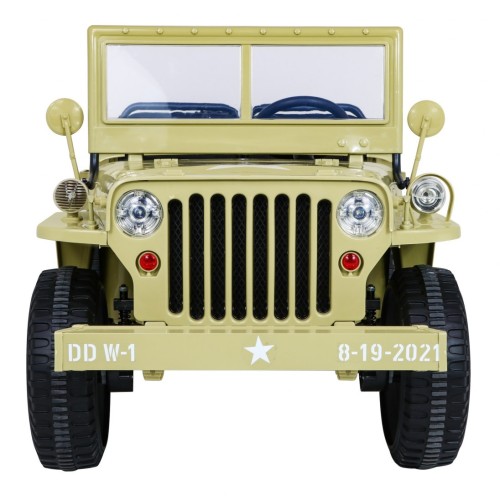 Vojenské auto Retro pro 3 děti Matcha + Naped 4x4 + Úložné boxy + EVA + Pomalý start + MP3 LED