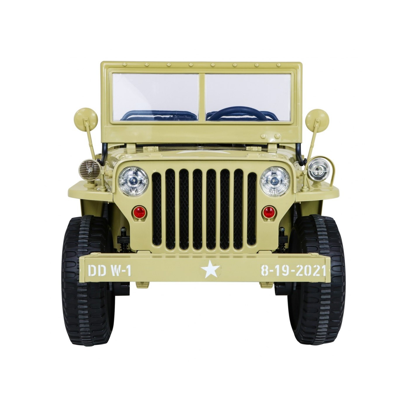 Vojenské auto Retro pro 3 děti Matcha + Naped 4x4 + Úložné boxy + EVA + Pomalý start + MP3 LED