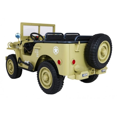 Vojenské auto Retro pro 3 děti Matcha + Naped 4x4 + Úložné boxy + EVA + Pomalý start + MP3 LED