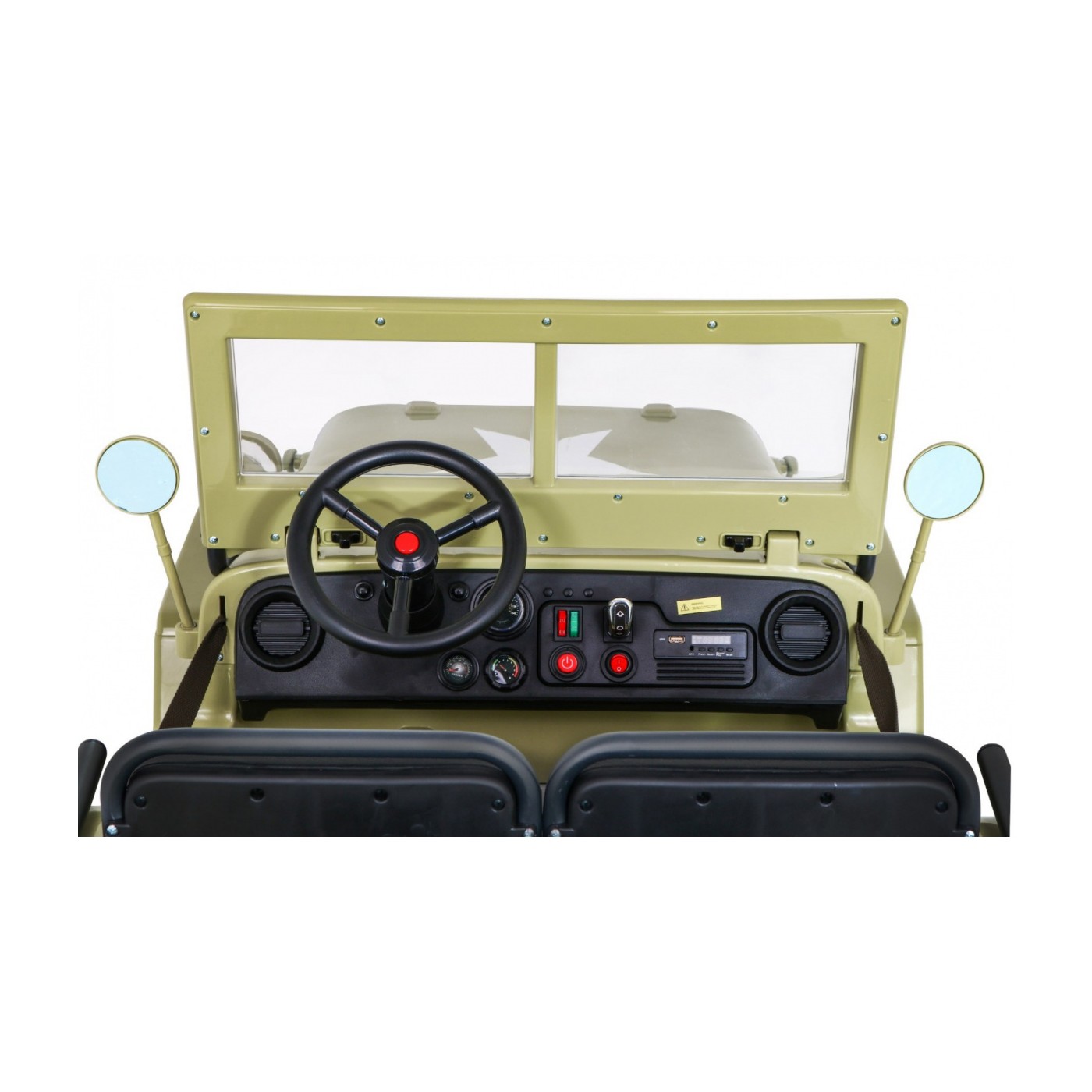 Vojenské auto Retro pro 3 děti Matcha + Naped 4x4 + Úložné boxy + EVA + Pomalý start + MP3 LED