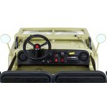 Vojenské auto Retro pro 3 děti Matcha + Naped 4x4 + Úložné boxy + EVA + Pomalý start + MP3 LED