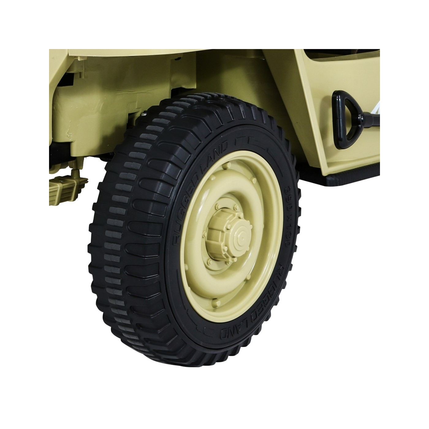 Vojenské auto Retro pro 3 děti Matcha + Naped 4x4 + Úložné boxy + EVA + Pomalý start + MP3 LED