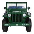 Retro vojenské auto pro 3 děti zelená + pohon 4x4 + úložné boxy + EVA + pomalý start + MP3 LED