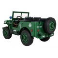 Retro vojenské auto pro 3 děti zelená + pohon 4x4 + úložné boxy + EVA + pomalý start + MP3 LED