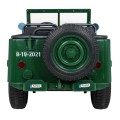 Retro vojenské auto pro 3 děti zelená + pohon 4x4 + úložné boxy + EVA + pomalý start + MP3 LED