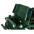 Retro vojenské auto pro 3 děti zelená + pohon 4x4 + úložné boxy + EVA + pomalý start + MP3 LED