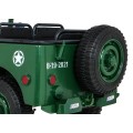 Retro vojenské auto pro 3 děti zelená + pohon 4x4 + úložné boxy + EVA + pomalý start + MP3 LED