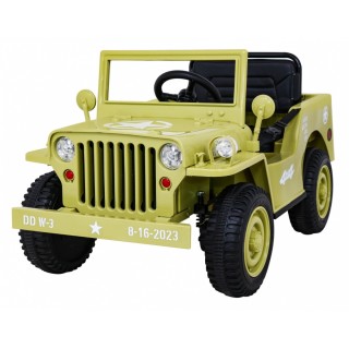 Vojenské auto Retro Děti Elderflower 4x4 Drive Remote 2 zavazadlové stojany Pomalý start MP3 LED