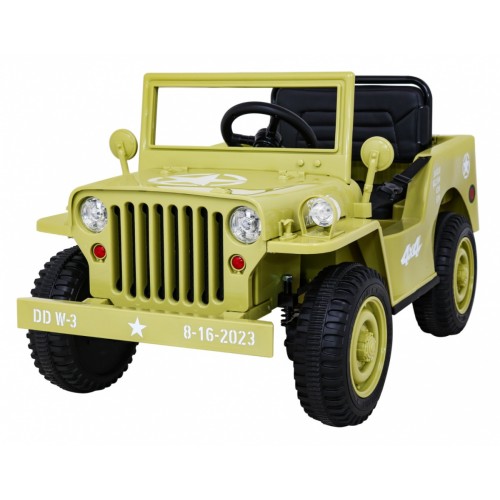 Vojenské auto Retro Děti Elderflower 4x4 Drive Remote 2 zavazadlové stojany Pomalý start MP3 LED