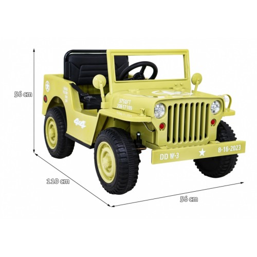 Vojenské auto Retro Děti Elderflower 4x4 Drive Remote 2 zavazadlové stojany Pomalý start MP3 LED