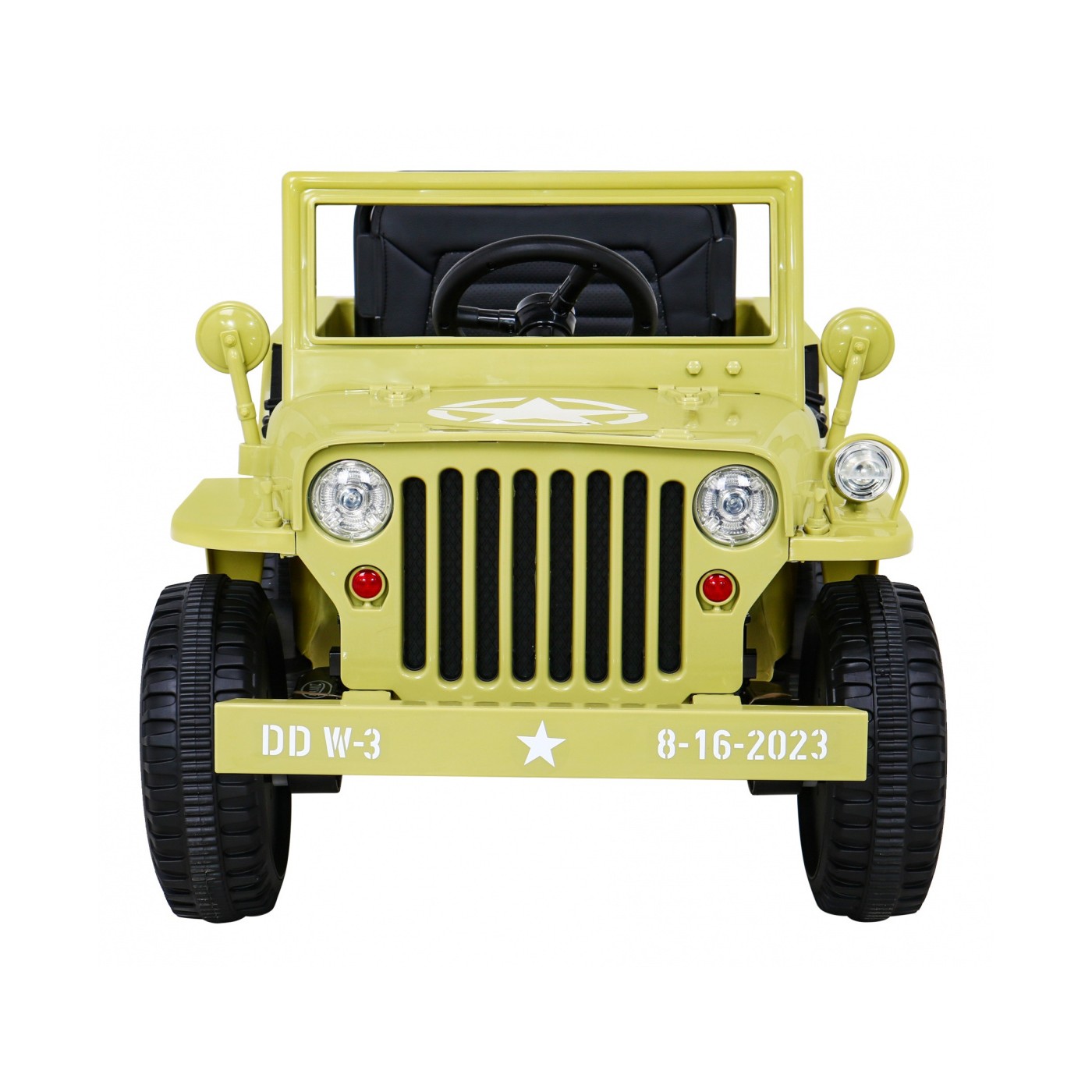 Vojenské auto Retro Děti Elderflower 4x4 Drive Remote 2 zavazadlové stojany Pomalý start MP3 LED