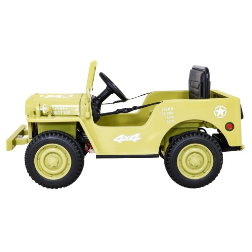 Vojenské auto Retro Děti Elderflower 4x4 Drive Remote 2 zavazadlové stojany Pomalý start MP3 LED