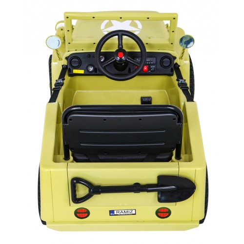 Vojenské auto Retro Děti Elderflower 4x4 Drive Remote 2 zavazadlové stojany Pomalý start MP3 LED