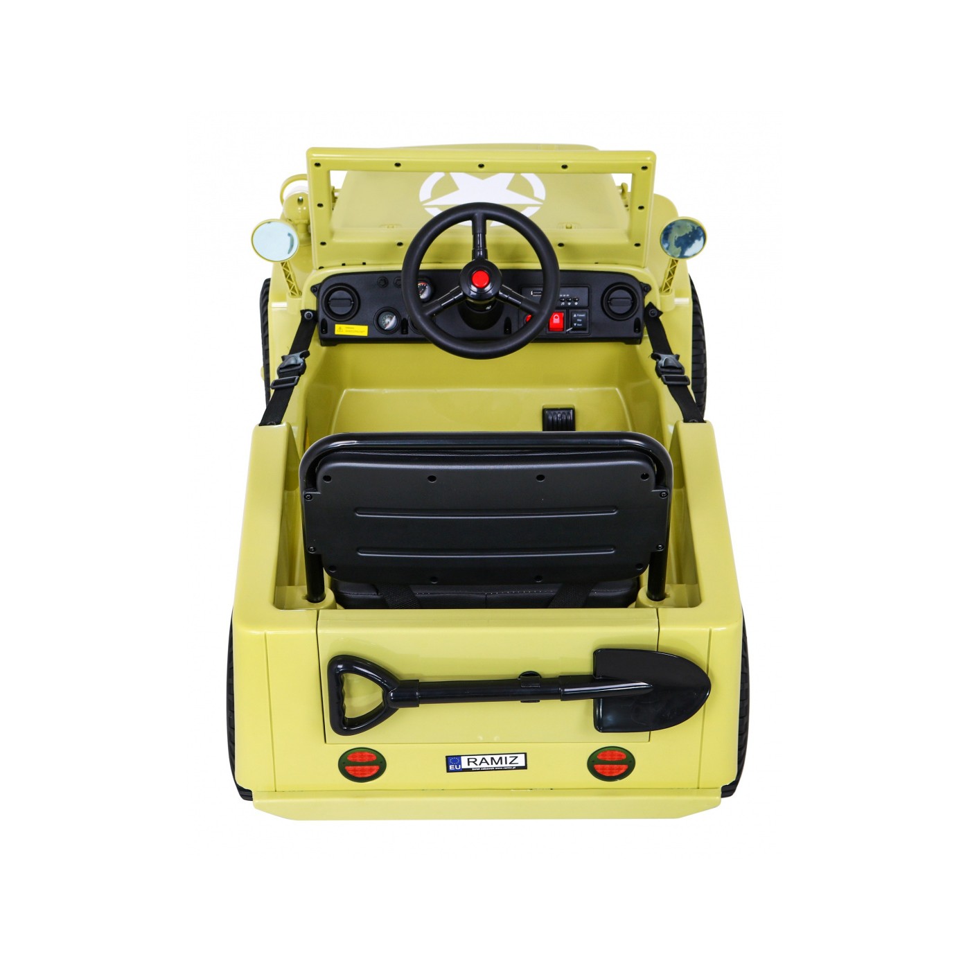 Vojenské auto Retro Děti Elderflower 4x4 Drive Remote 2 zavazadlové stojany Pomalý start MP3 LED