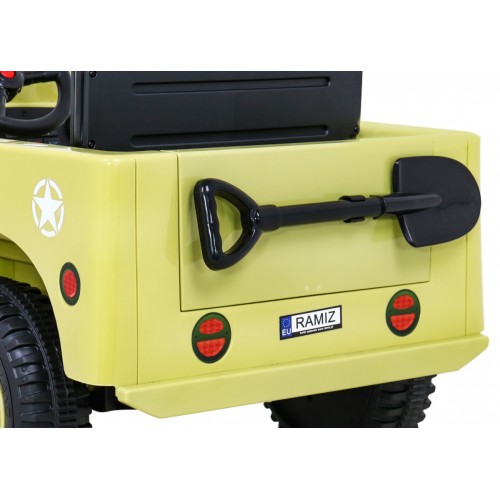 Vojenské auto Retro Děti Elderflower 4x4 Drive Remote 2 zavazadlové stojany Pomalý start MP3 LED