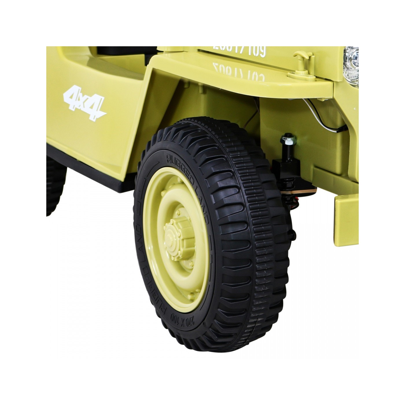 Vojenské auto Retro Děti Elderflower 4x4 Drive Remote 2 zavazadlové stojany Pomalý start MP3 LED
