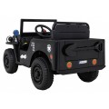 Vojenské auto Retro Kids černý + Naped 4x4 + Dálkové ovládání + 2 zavazadlové regály + Pomalý start + MP3 LED