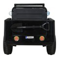 Vojenské auto Retro Kids černý + Naped 4x4 + Dálkové ovládání + 2 zavazadlové regály + Pomalý start + MP3 LED