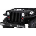 Vojenské auto Retro Kids černý + Naped 4x4 + Dálkové ovládání + 2 zavazadlové regály + Pomalý start + MP3 LED