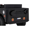 Vojenské auto Retro Kids černý + Naped 4x4 + Dálkové ovládání + 2 zavazadlové regály + Pomalý start + MP3 LED